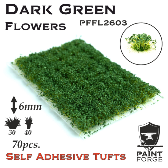 Paint Forge kępki kwiatków Dark Green - 70sztuk / 6mm
